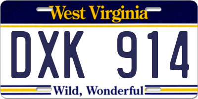WV license plate DXK914