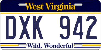 WV license plate DXK942