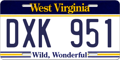WV license plate DXK951