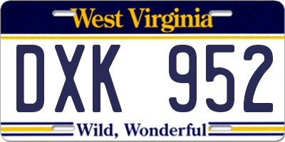 WV license plate DXK952