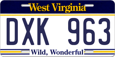 WV license plate DXK963