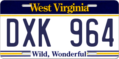 WV license plate DXK964