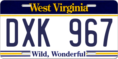 WV license plate DXK967
