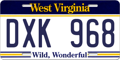 WV license plate DXK968