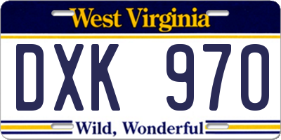WV license plate DXK970