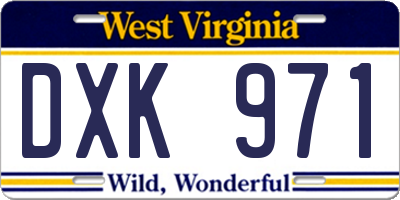 WV license plate DXK971