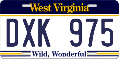 WV license plate DXK975