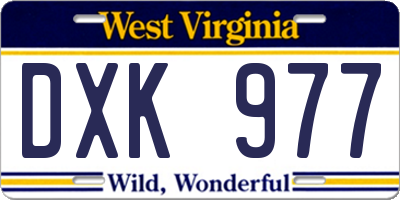 WV license plate DXK977