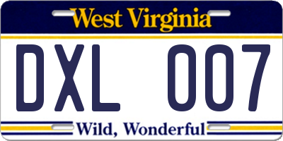 WV license plate DXL007