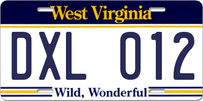 WV license plate DXL012
