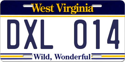 WV license plate DXL014