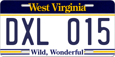 WV license plate DXL015