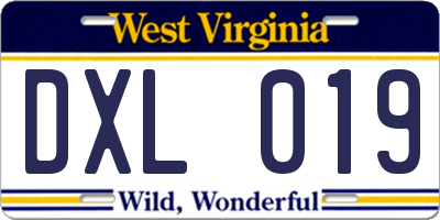 WV license plate DXL019