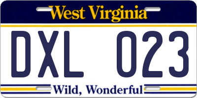 WV license plate DXL023