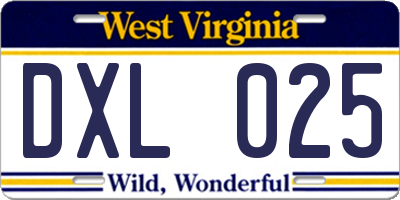 WV license plate DXL025