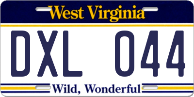 WV license plate DXL044