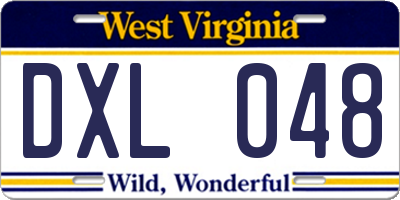 WV license plate DXL048