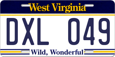 WV license plate DXL049
