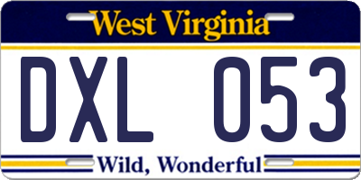 WV license plate DXL053