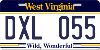 WV license plate DXL055