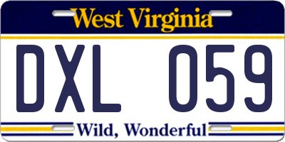 WV license plate DXL059