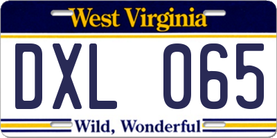 WV license plate DXL065