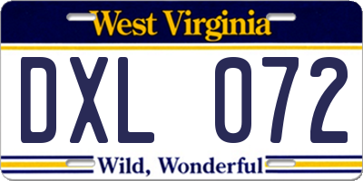 WV license plate DXL072