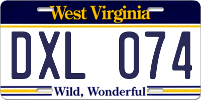 WV license plate DXL074