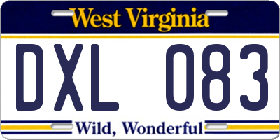 WV license plate DXL083