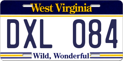 WV license plate DXL084