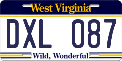 WV license plate DXL087