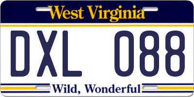 WV license plate DXL088