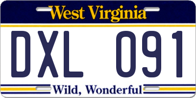 WV license plate DXL091