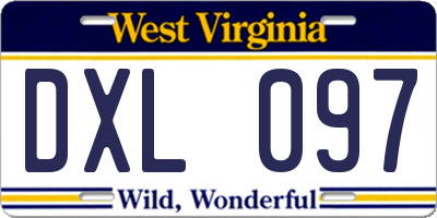 WV license plate DXL097