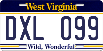WV license plate DXL099