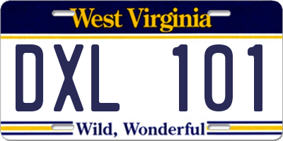 WV license plate DXL101