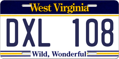 WV license plate DXL108