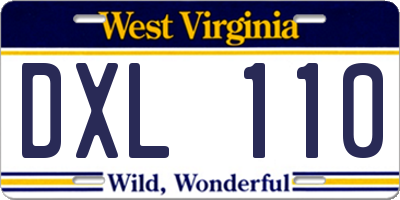 WV license plate DXL110