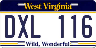 WV license plate DXL116