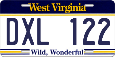 WV license plate DXL122