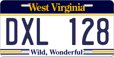 WV license plate DXL128