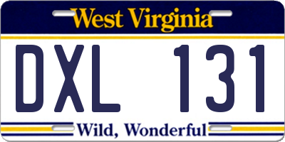 WV license plate DXL131