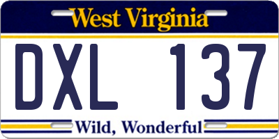 WV license plate DXL137