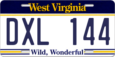 WV license plate DXL144
