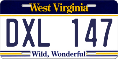 WV license plate DXL147