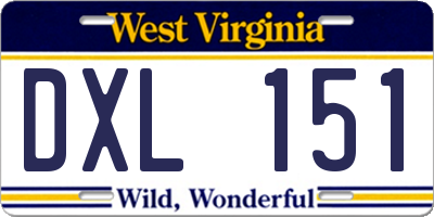 WV license plate DXL151