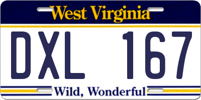 WV license plate DXL167