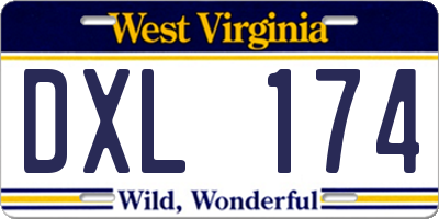 WV license plate DXL174