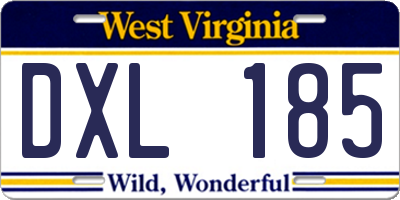 WV license plate DXL185