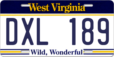 WV license plate DXL189